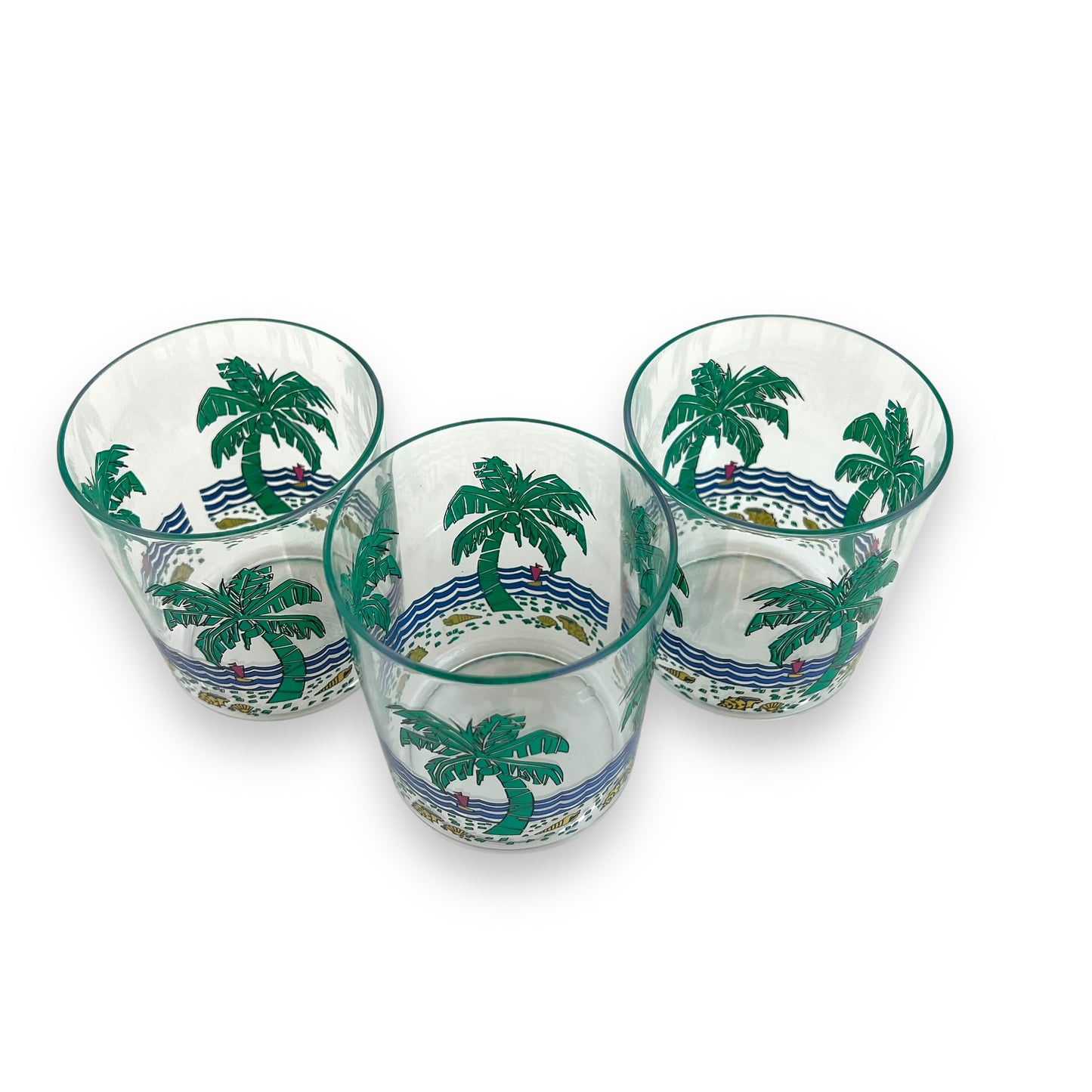 Palm Tree Plastic Tumbler Set of 3