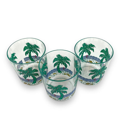 Palm Tree Plastic Tumbler Set of 3