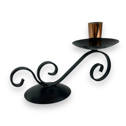 Black & Copper Metal Swirl Candlestick Holder