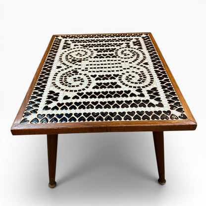 Mosaic Tile Coffee Table with Teak Frame