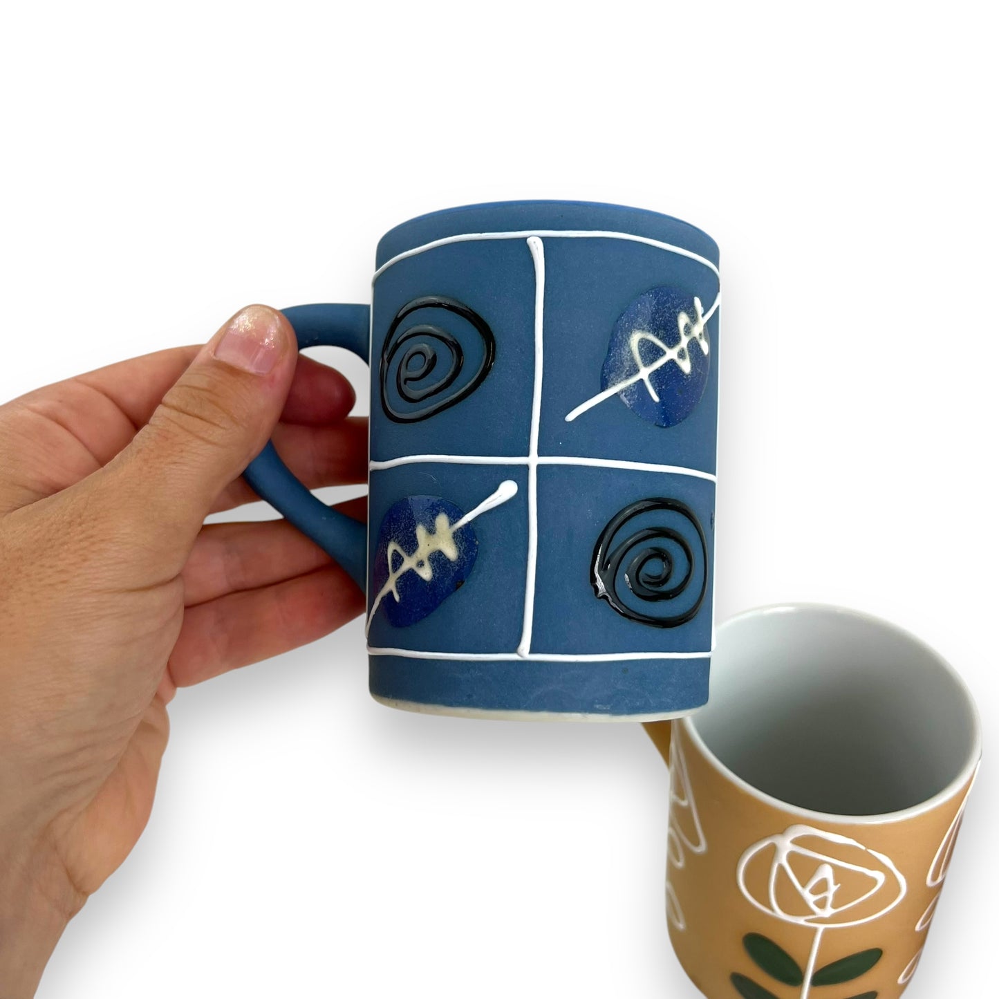 Japan Handpainted Mug Set of 4 (blue x2, beige and pink)