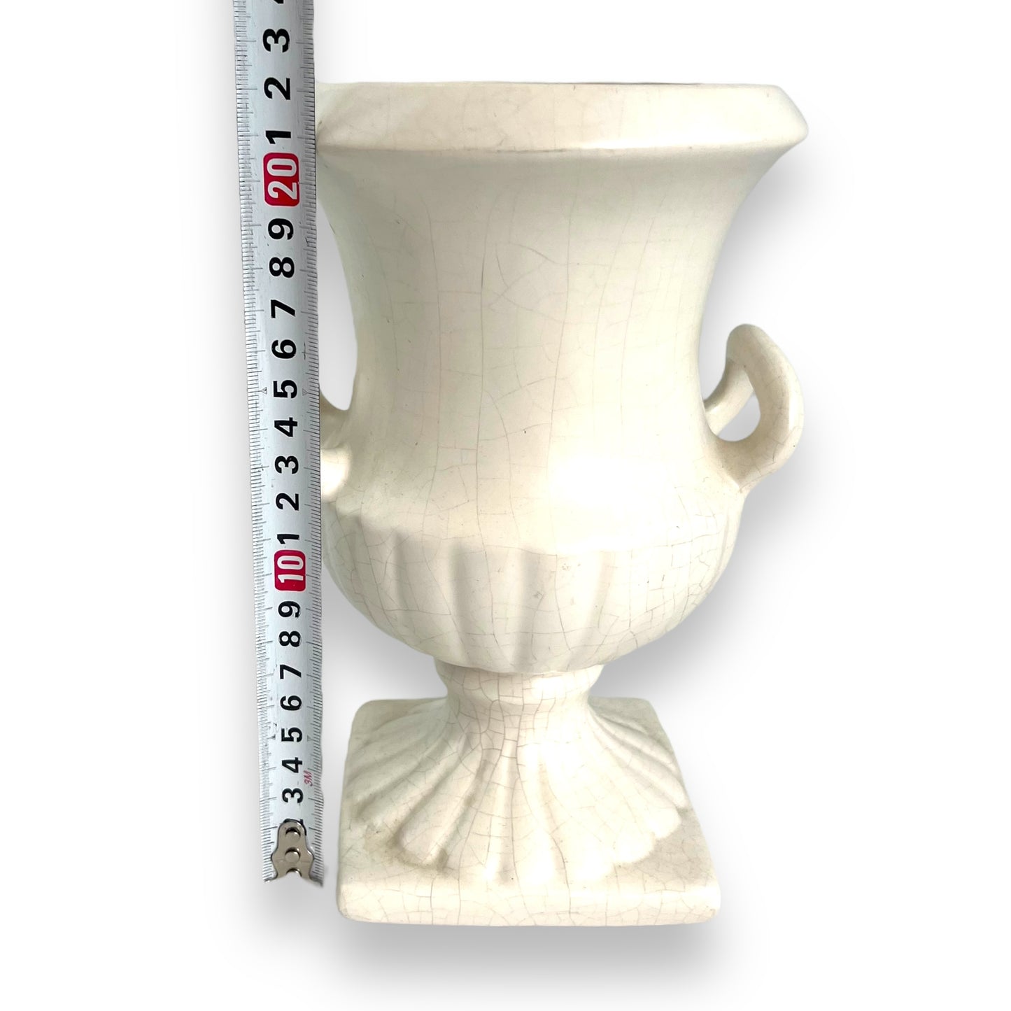 White ceramic urn shape vase (Crazing)