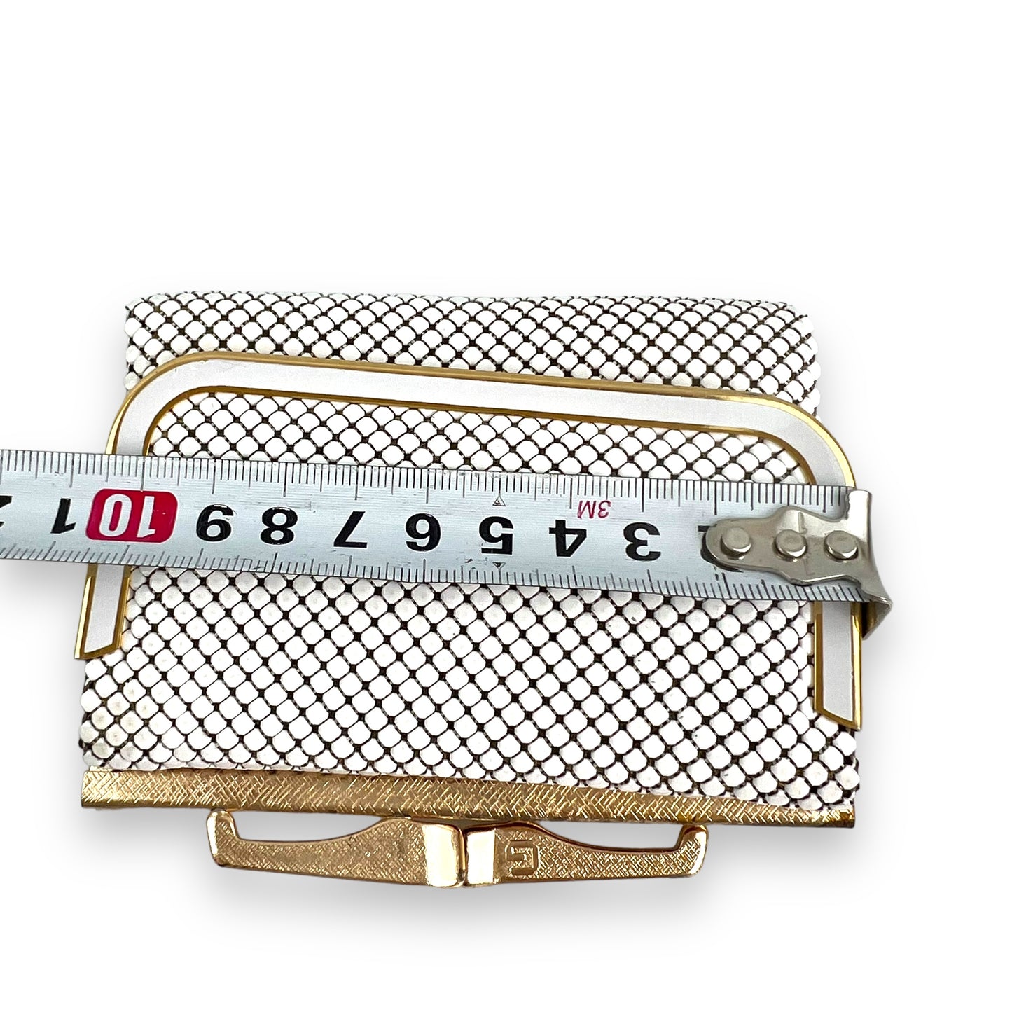 Glomesh white and gold mesh purse