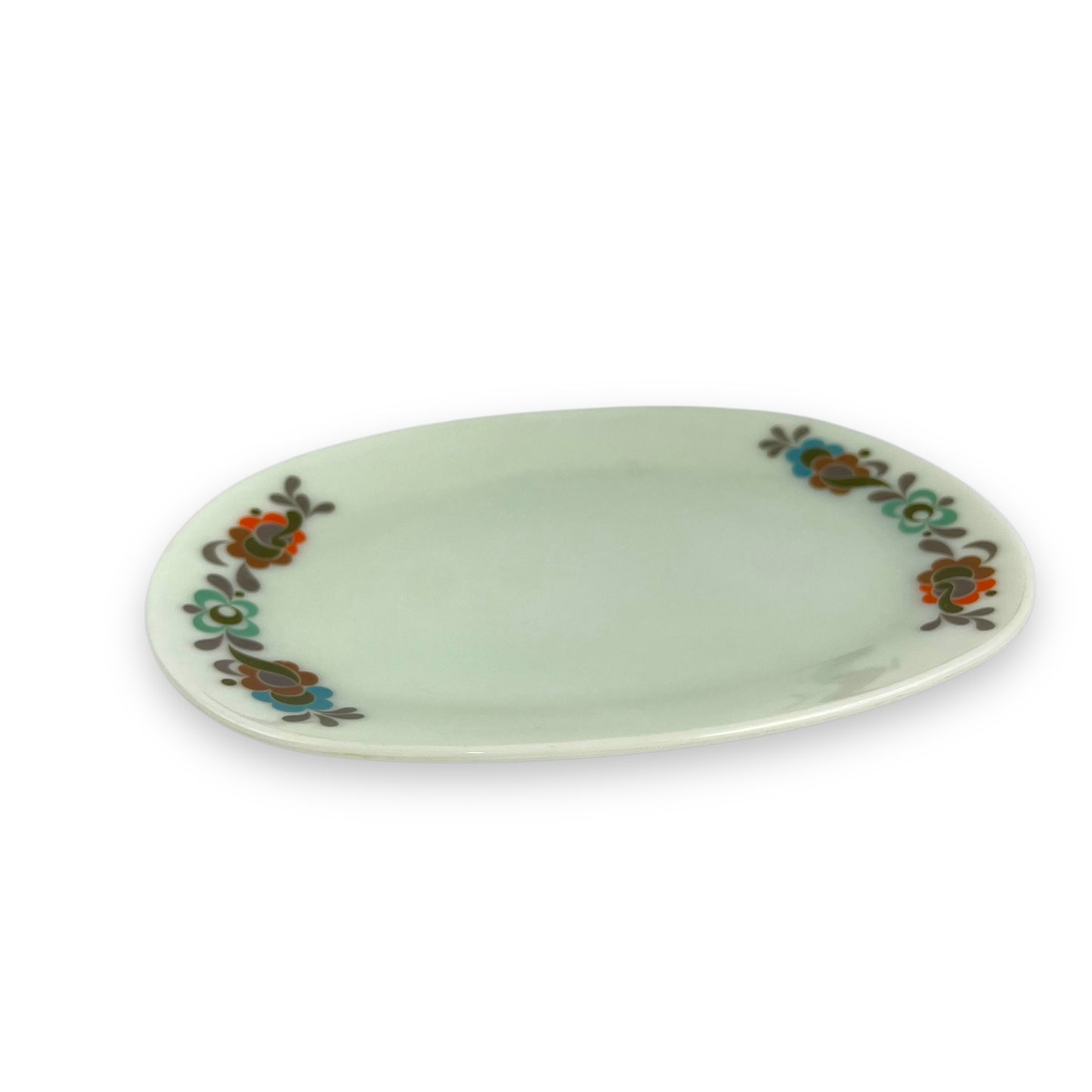 JAJ Pyrex Oval plate colourful flower pattern edges