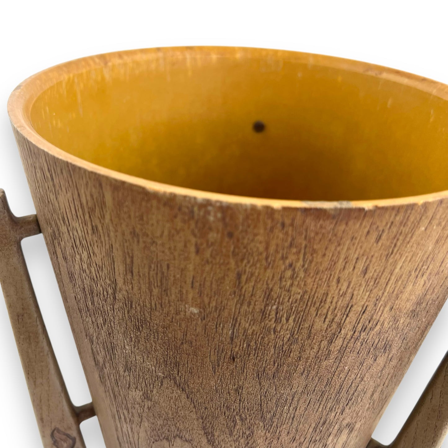 Mid Century Marquis Tripod Faux Teak Planter