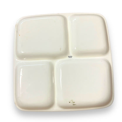 Divided Plate with Hand-Painted Floral Design - Made in Japan