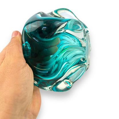 Blue and clear Art Glass Dish