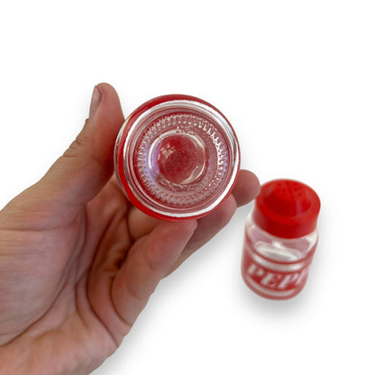 Red Glass Plastic Top Salt & Pepper Shaker Set - Made in Italy
