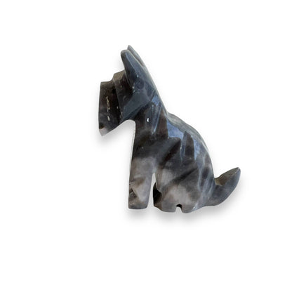 Stone carved dog statue ornament