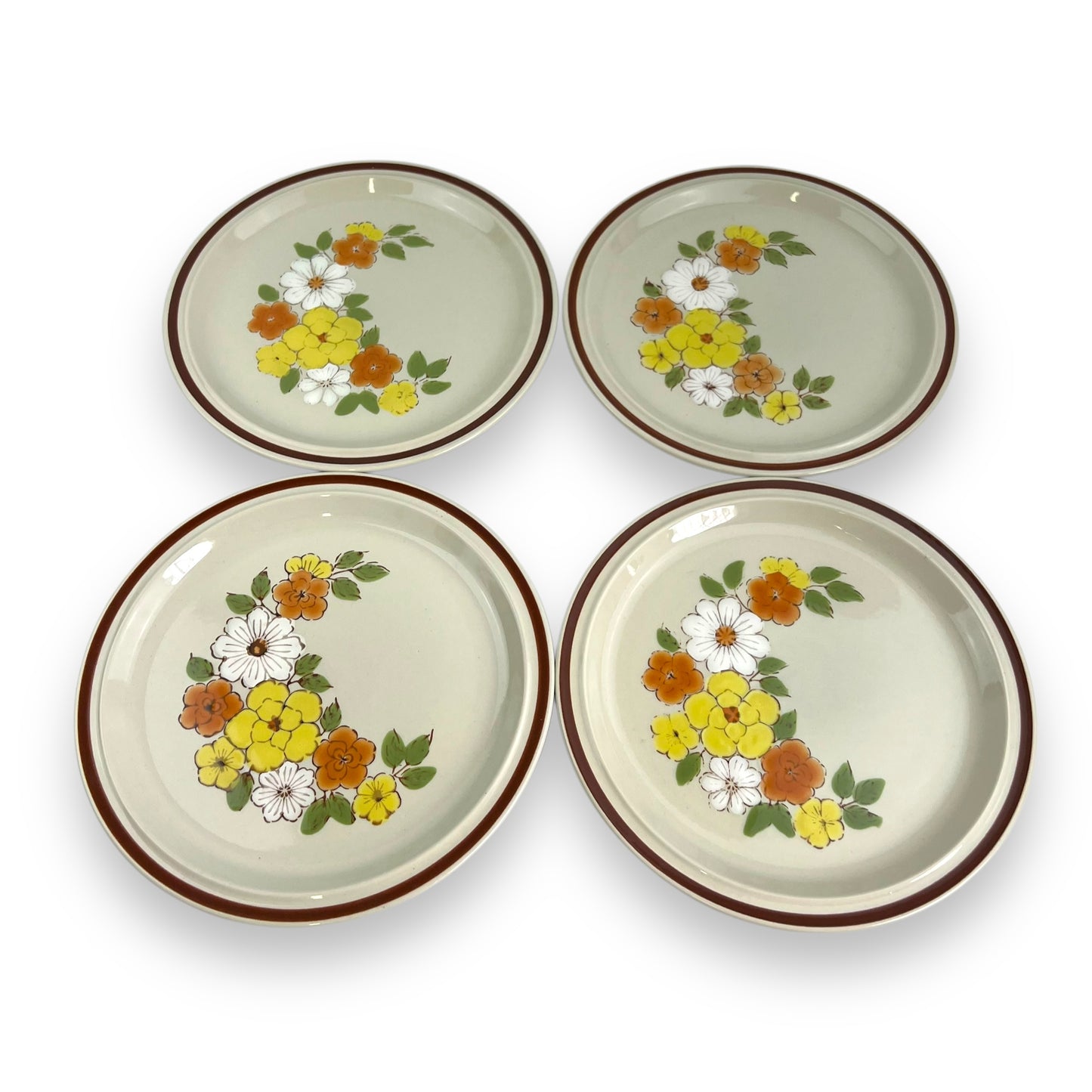 Set of 4 Jardineira Stoneware Floral Dinner Plates - Made in Japan