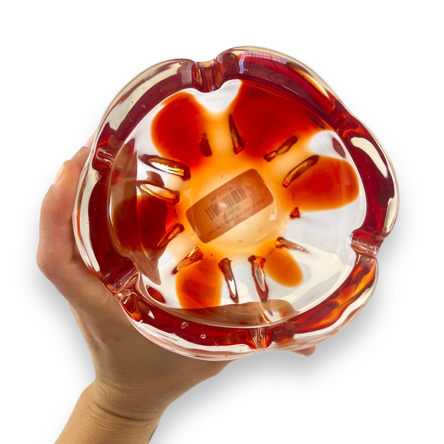 Red and clear Art Glass dish