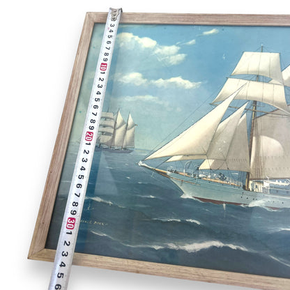 Nautical Boat Print in White Frame by Laurence Dunn – Deep Sea Windjammer & Mercator Sailing Ships