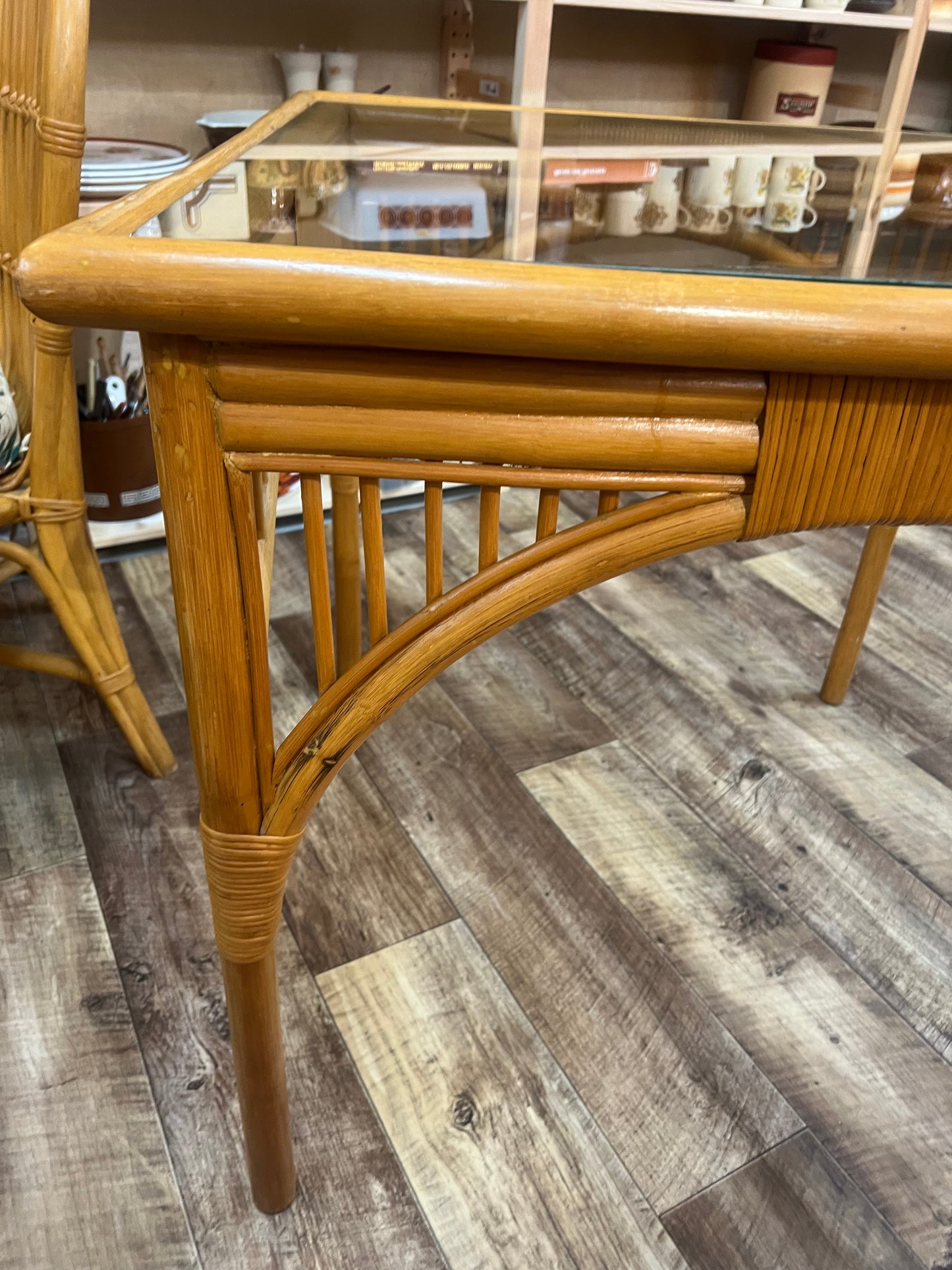 1.Square Cane Dining Table