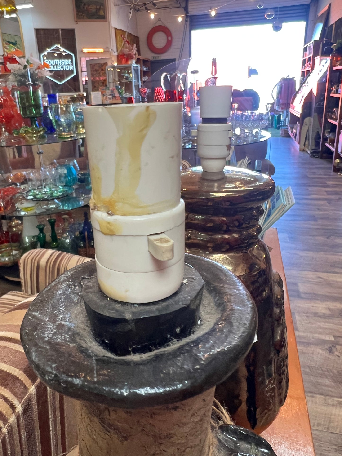 Sculptural Studio Pottery Clown Face Lamp Base