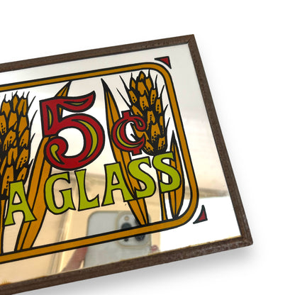 Beer 5cents Glass Mirror Framed Bar Sign