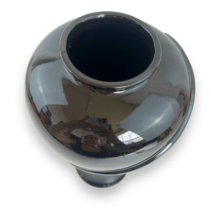 Large Glossy Black Ceramic Vase