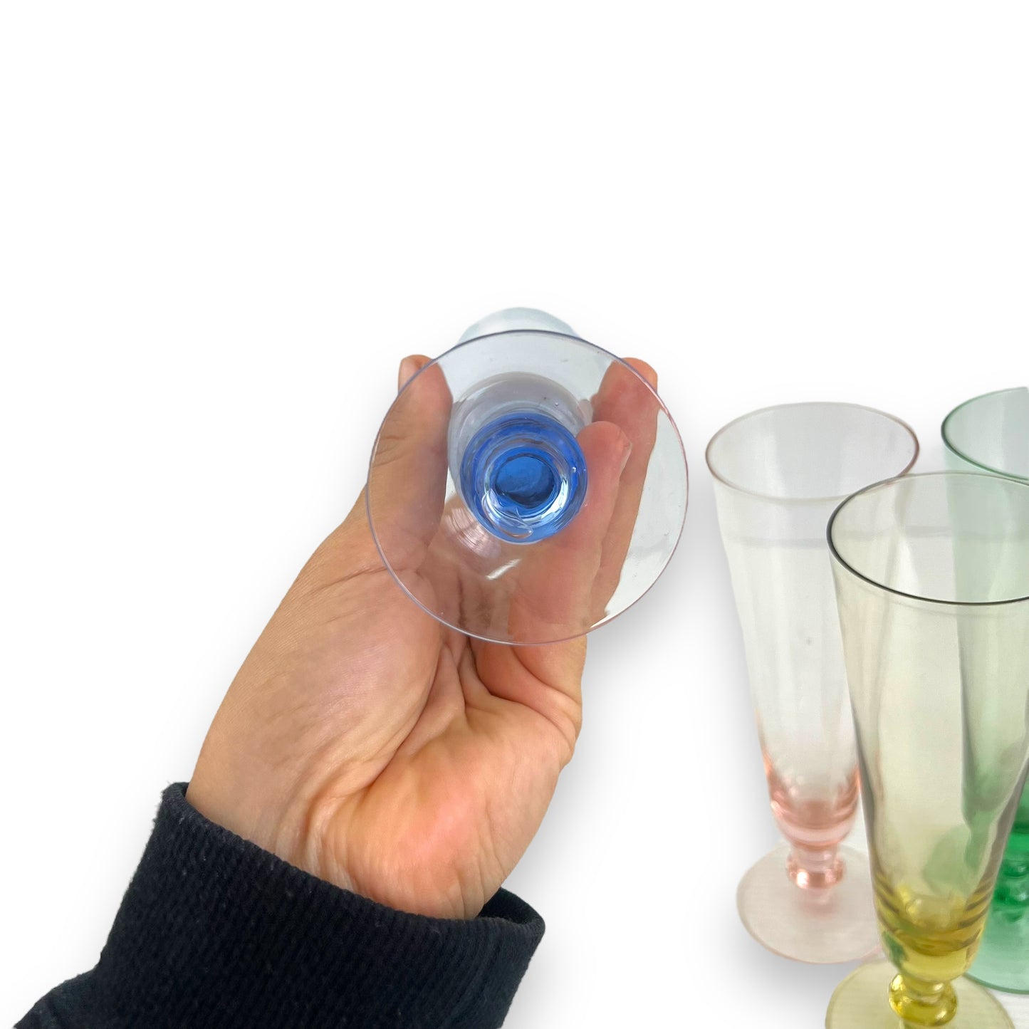 Harlequin Champagne Flutes Set of 5: Blue, Pink, Yellow, Green & Black