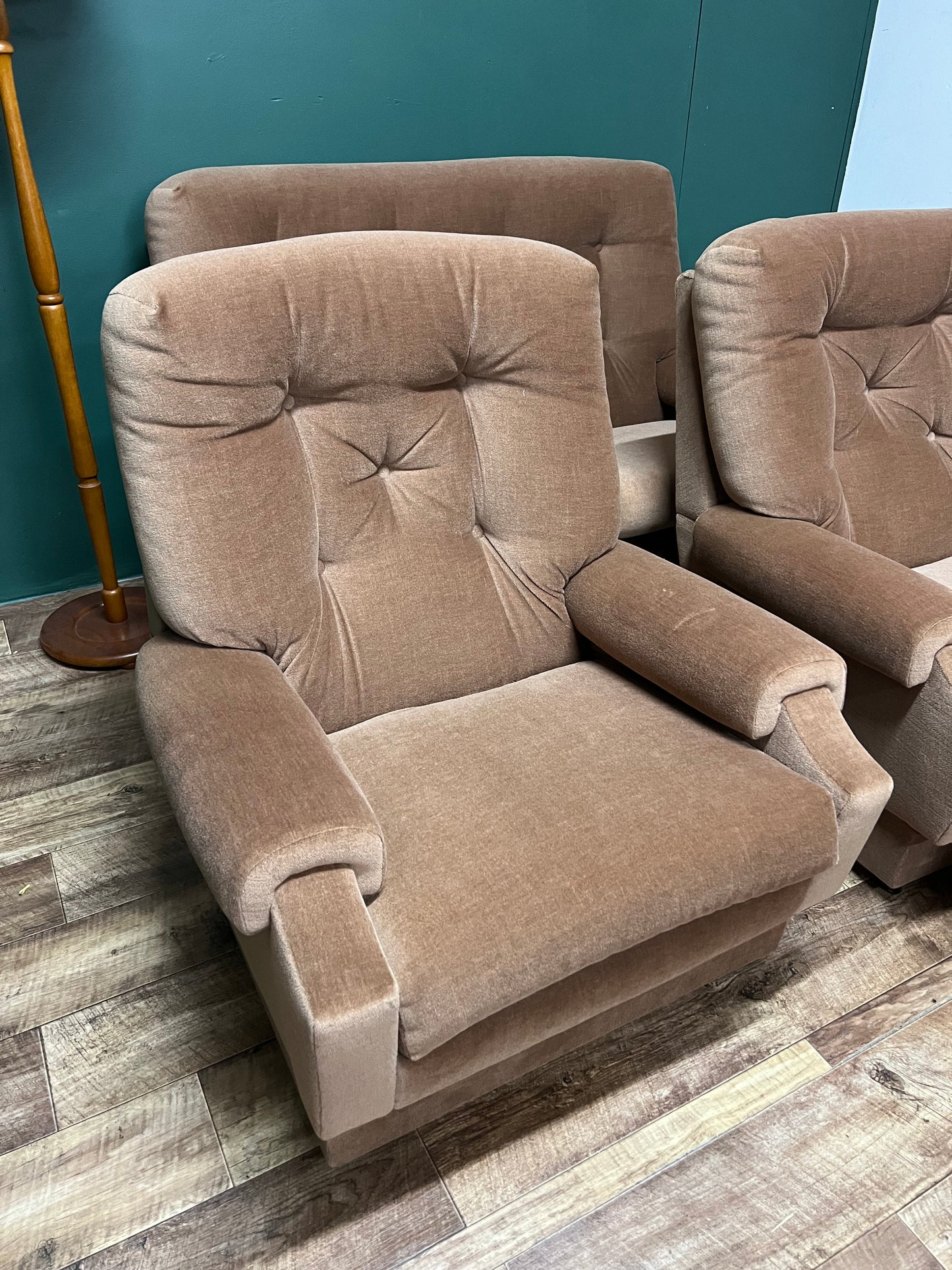 #2 Taupe Button Tufted Upholstered Lounge Chair
