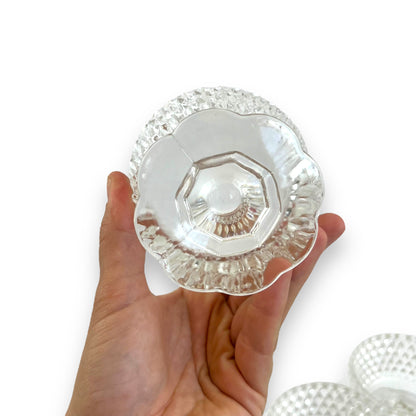 Set of 5 Diamond-Cut Glass Dessert Bowls