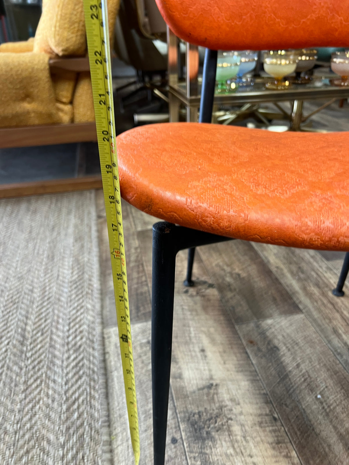 Set of 4 Orange Vinyl Dining Chairs