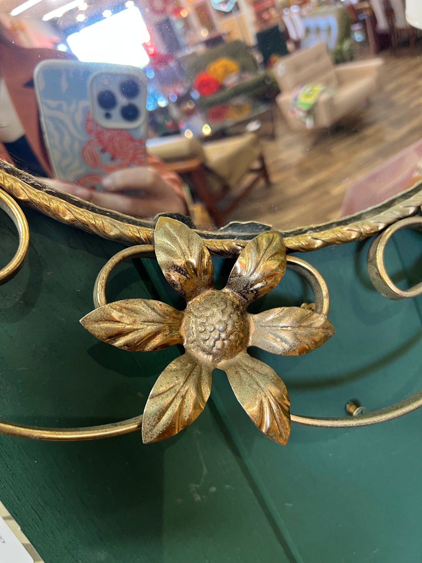 Gold Metal Floral & Vine Convex Wall Mirror – Hollywood Regency