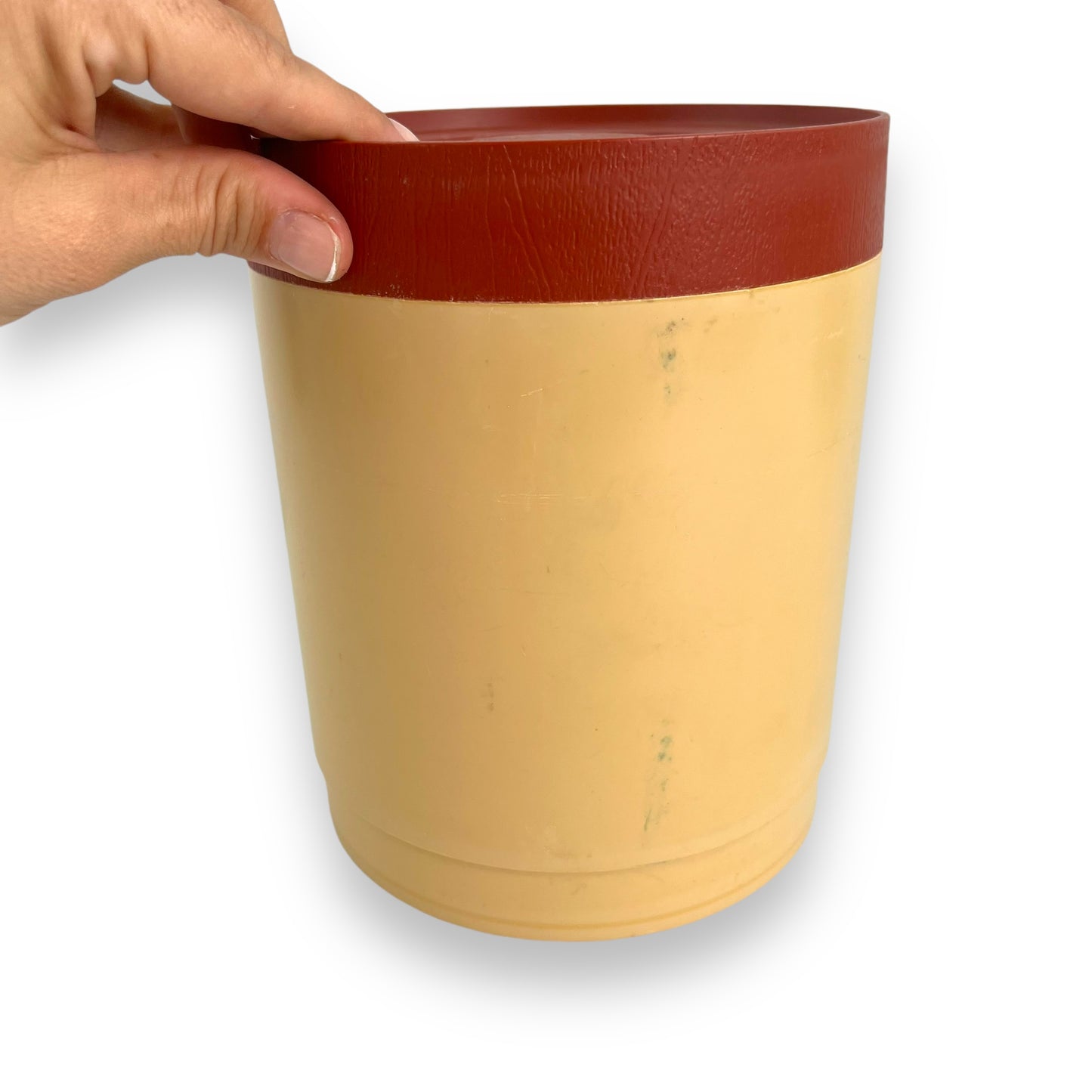 Beige & Maroon “Flour” Plastic Canister by Willow Australia