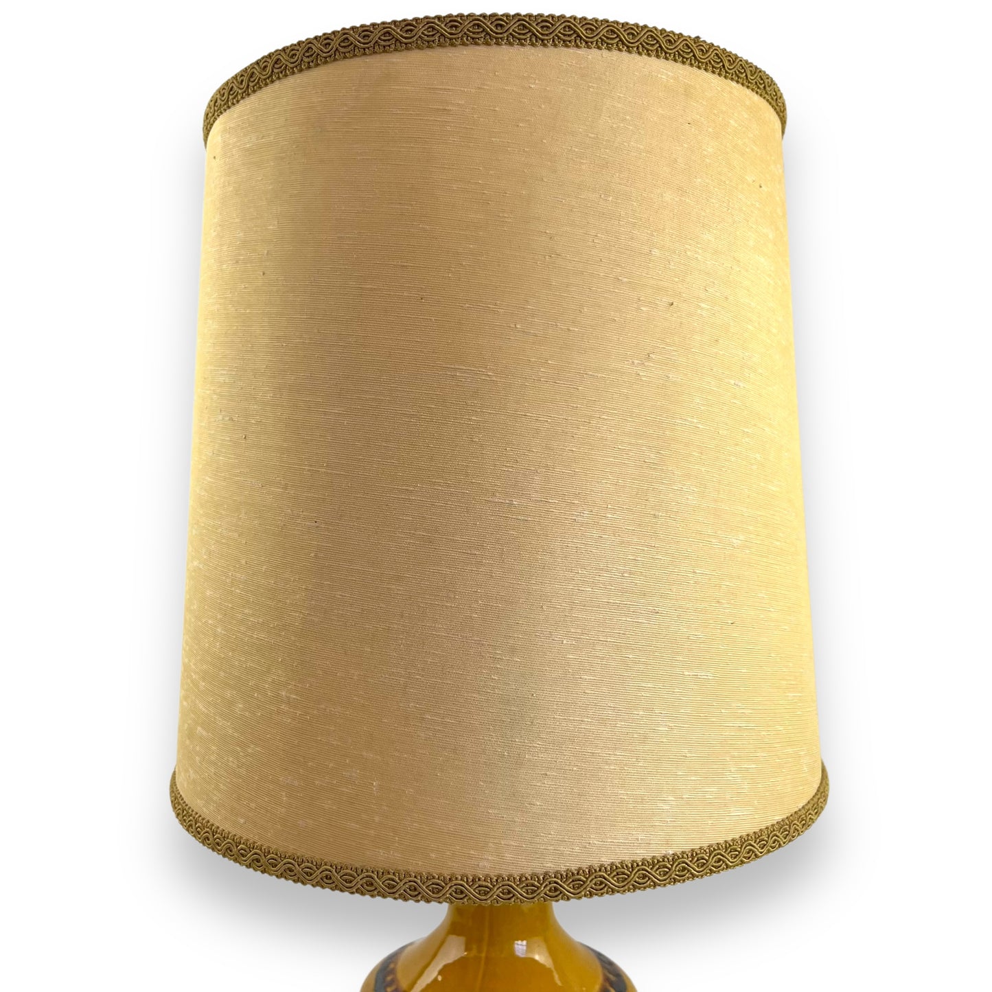 Mid-Century Mustard Orange Glazed Ceramic Lamp with Original Shade