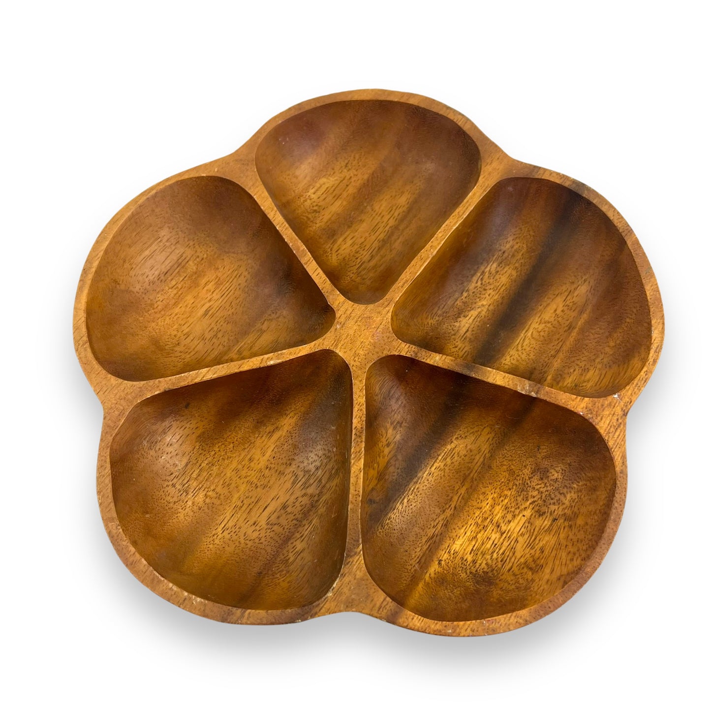 Wooden Flower Shape Sectioned Serving Platter