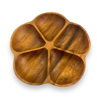 Wooden Flower Shape Sectioned Serving Platter