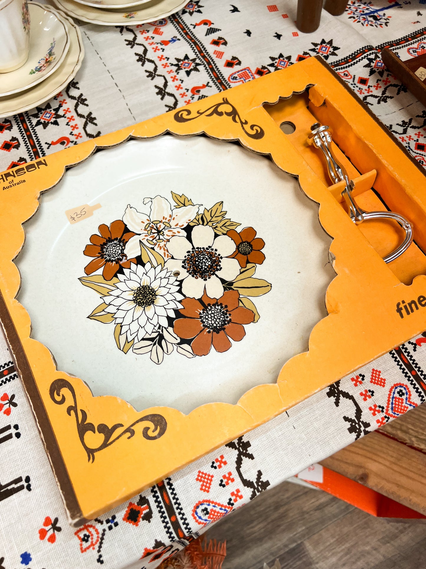 Johnson of Australia Floral Cake Plate & Server Gift Set – Original Box
