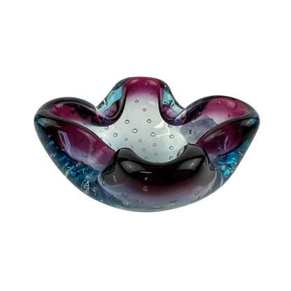 Blue & Purple Art Glass Dish