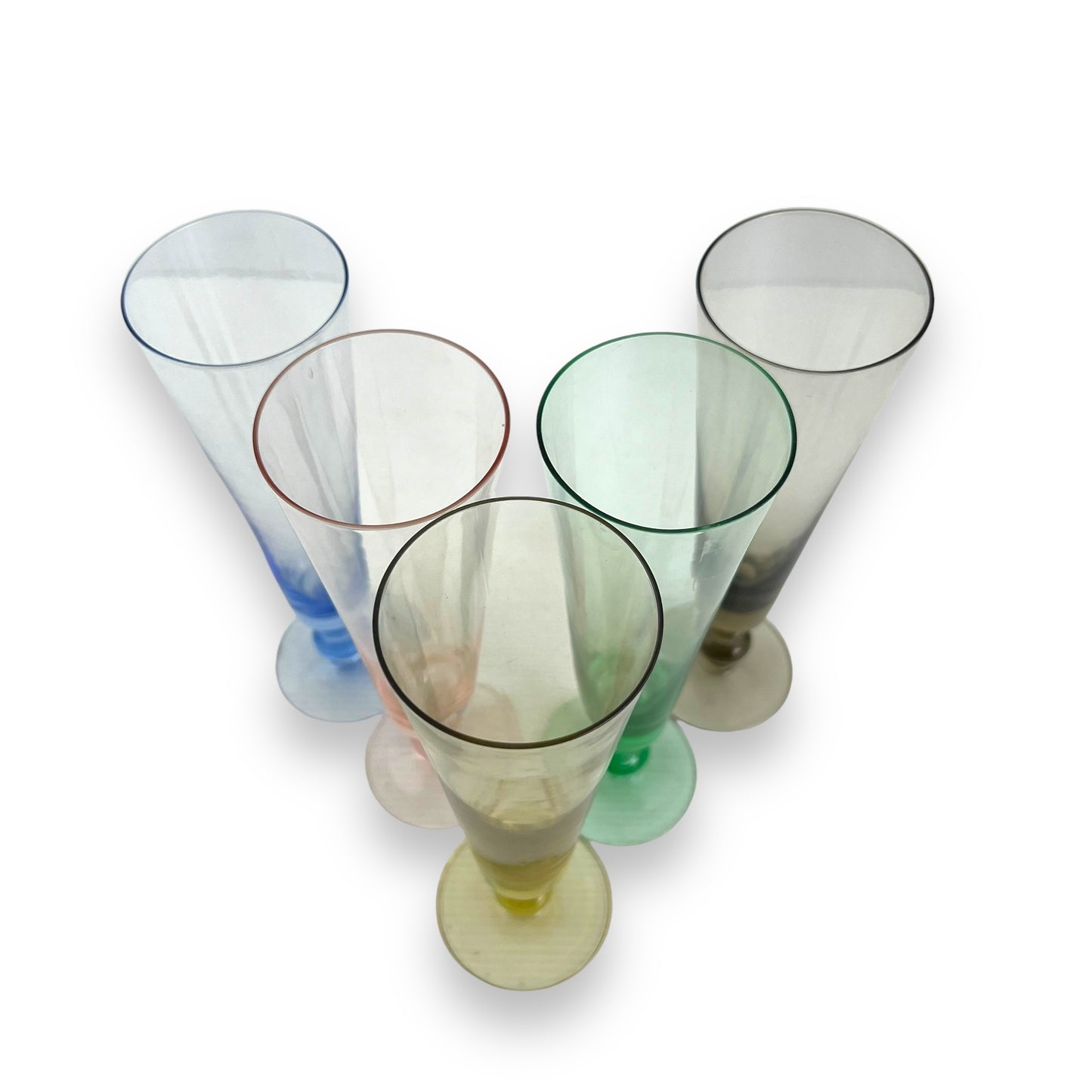 Harlequin Champagne Flutes Set of 5: Blue, Pink, Yellow, Green & Black