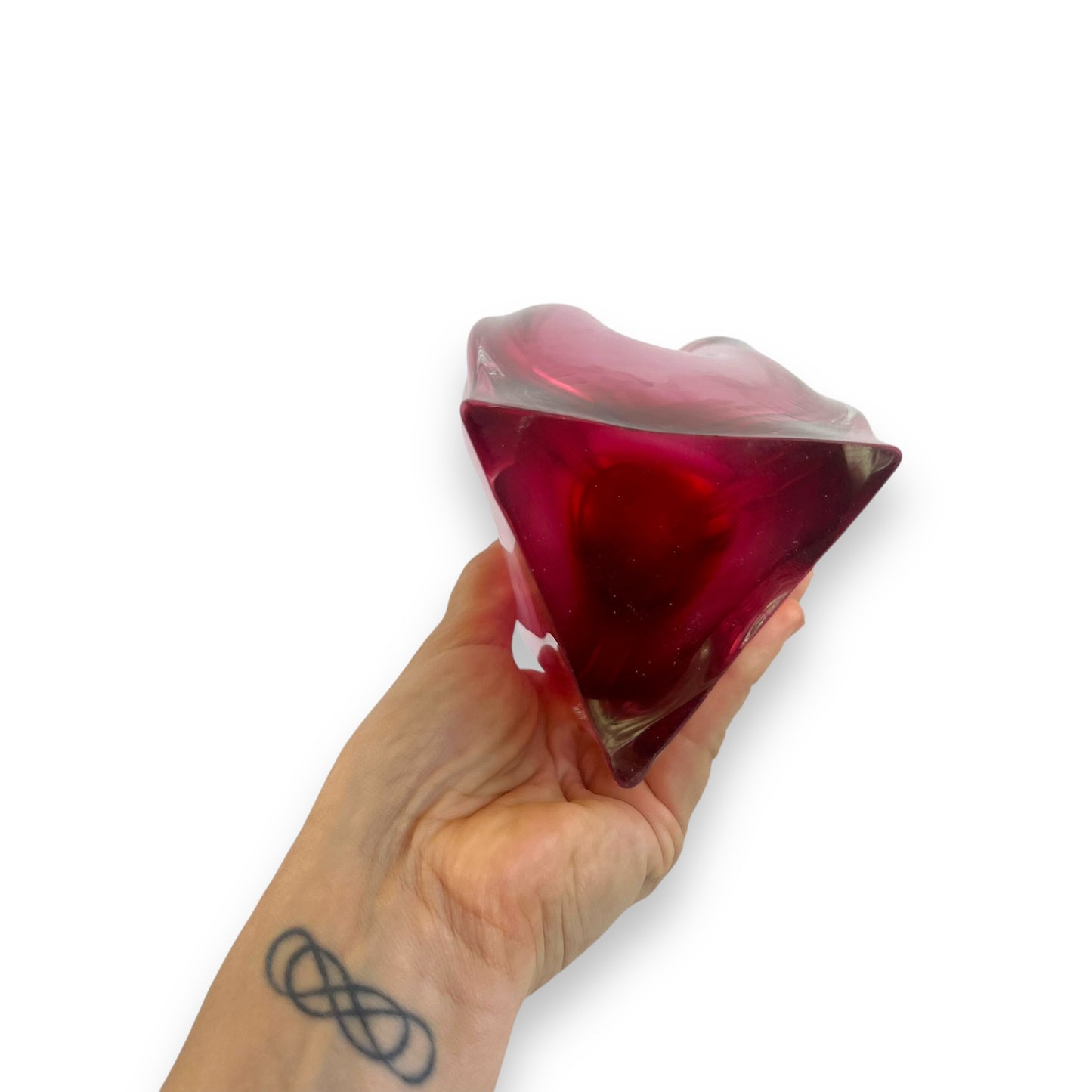 Pink Murano Style Glass Handkerchief Vase – Handblown Retro Art Glass