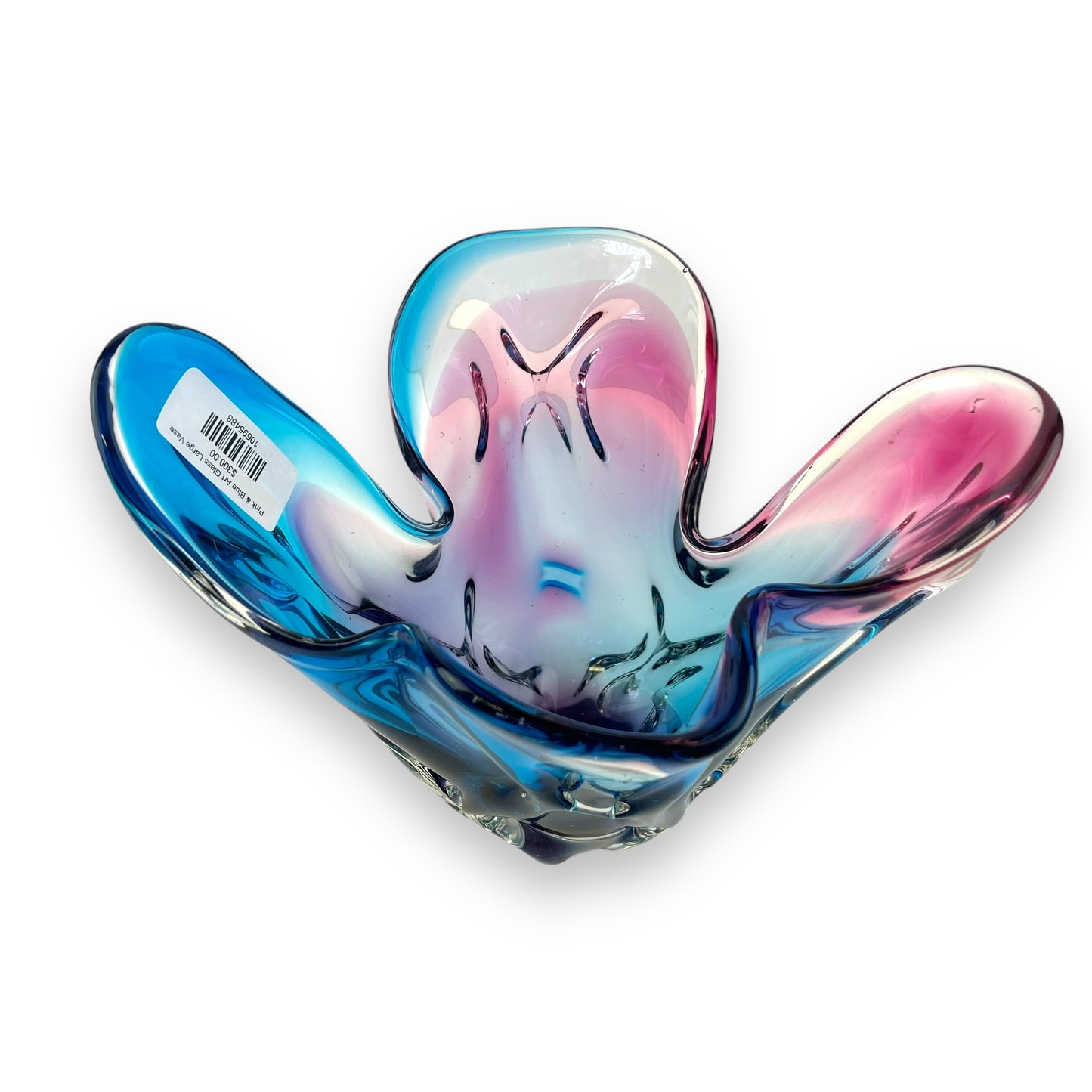 Pink & Blue Art Glass Large Vase