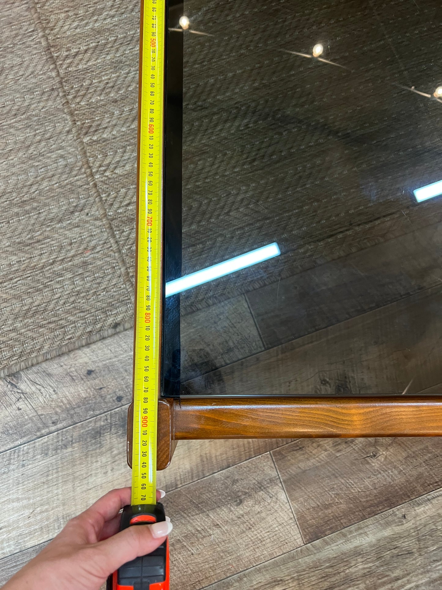 Mid Century Cedar Coffee Table with Smoked Glass Top