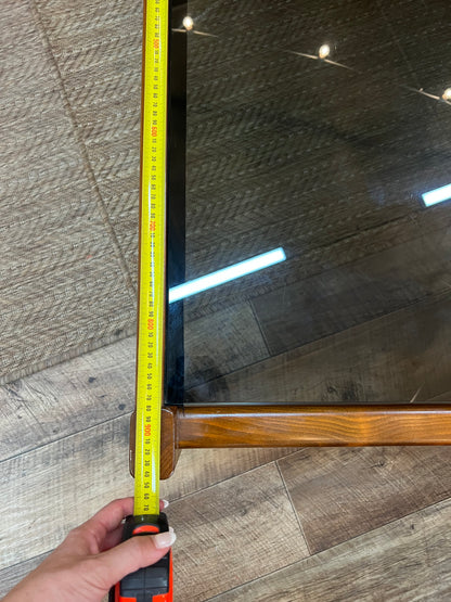 Mid Century Cedar Coffee Table with Smoked Glass Top