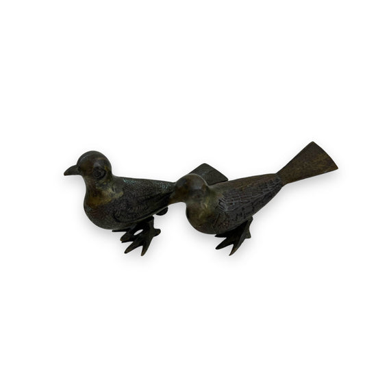 Brass small pigeon bird statue set