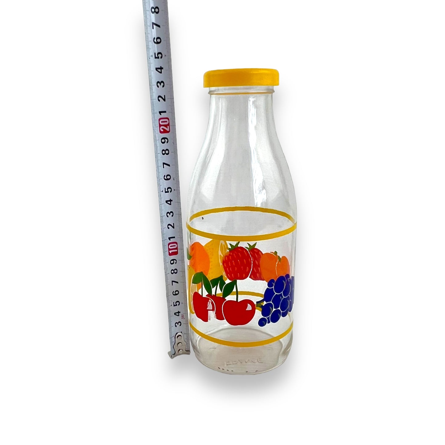 Glass Fruit bottle yellow lid
