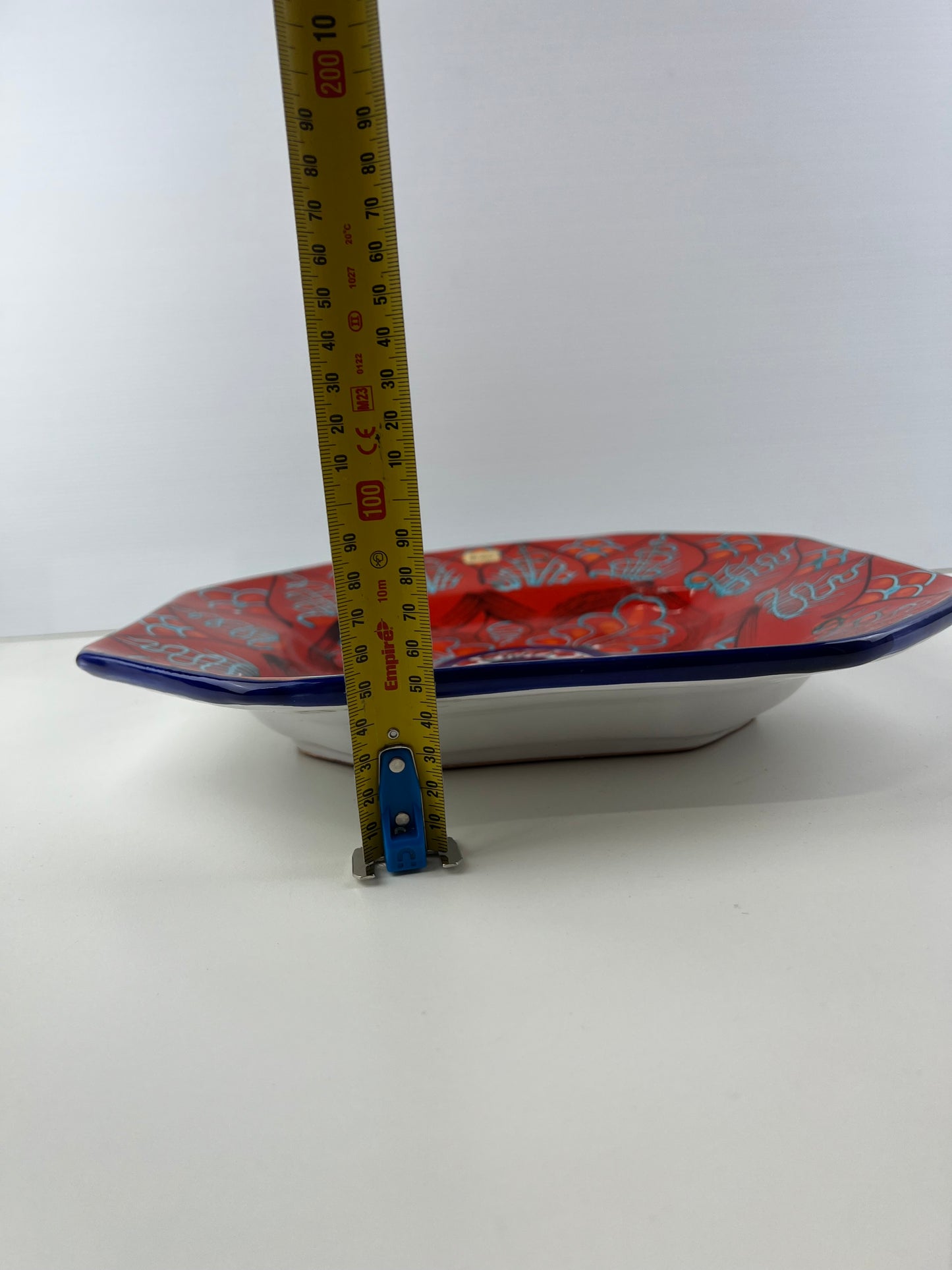 Hand-Painted Red Patterned Art Ceramic Wall Plate