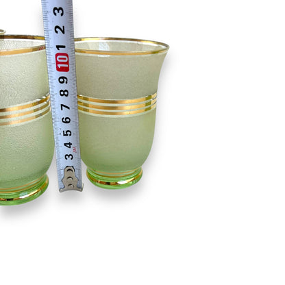 Frosted green glass jug and glass set
