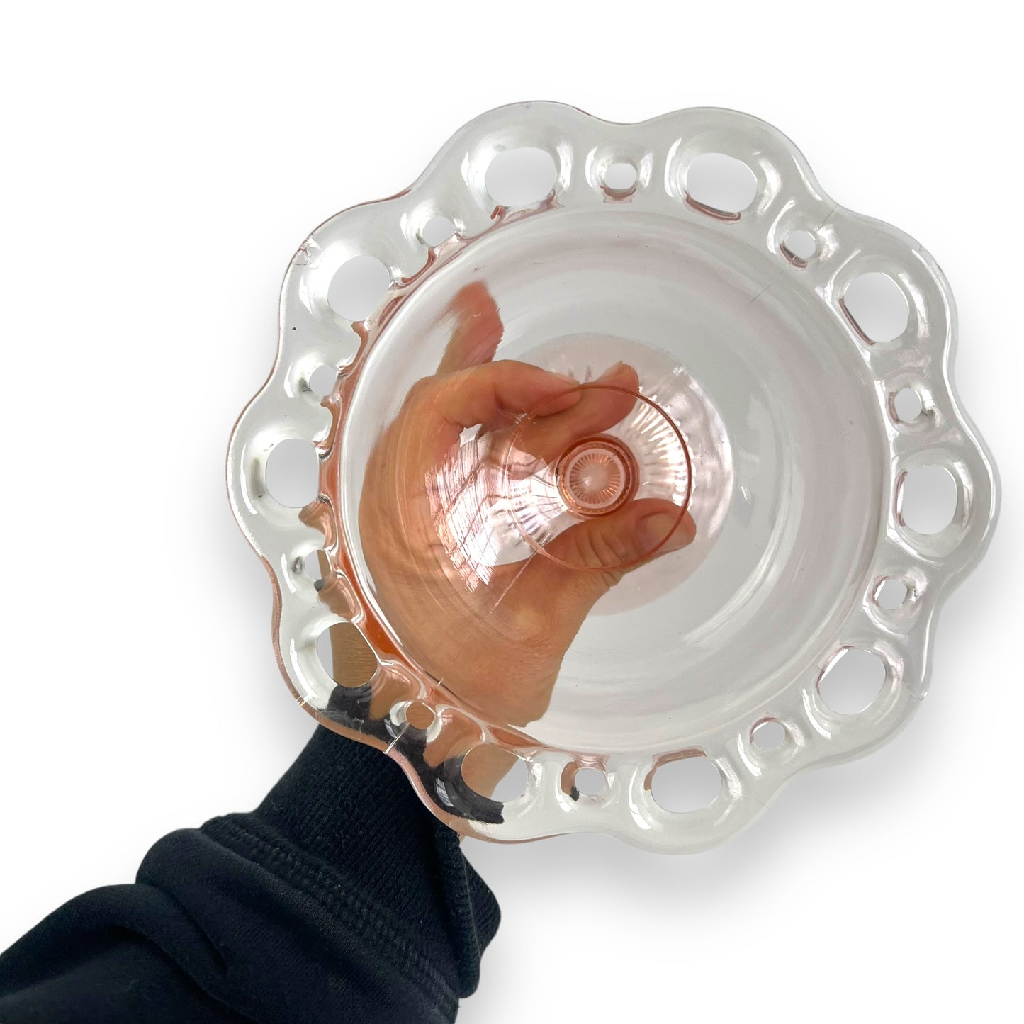 Old Colony Open Lace Edge Pink Depression Glass Bowl