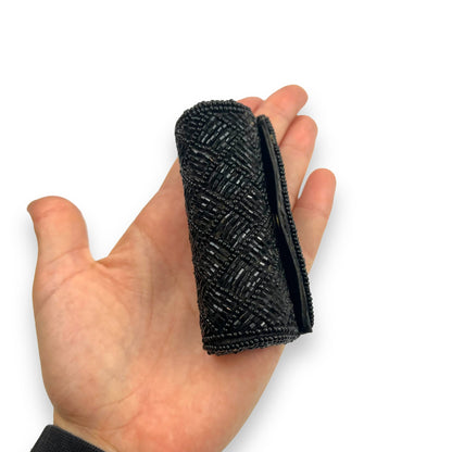 Black beaded lipstick holder case