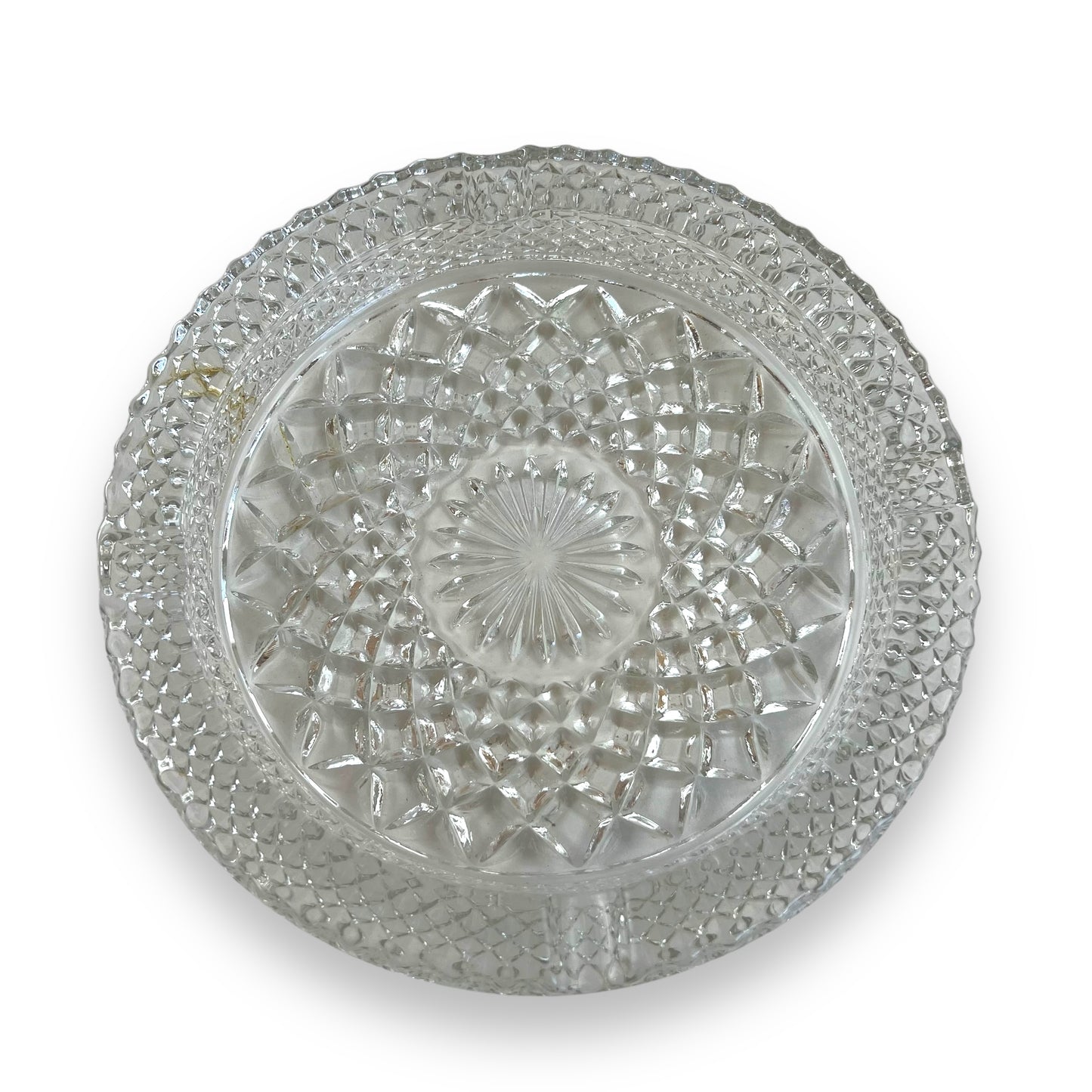 Large clear cut glass ashtray