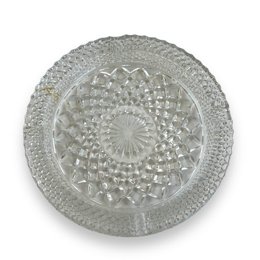 Large clear cut glass ashtray