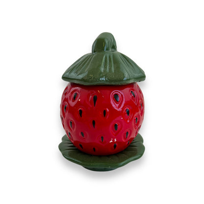 Strawberry sugar pot with lid