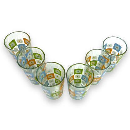Daisy Check Print Glass Set of 6