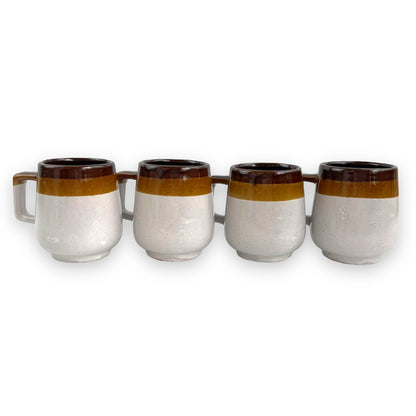 Brown stripe Mug set of 4