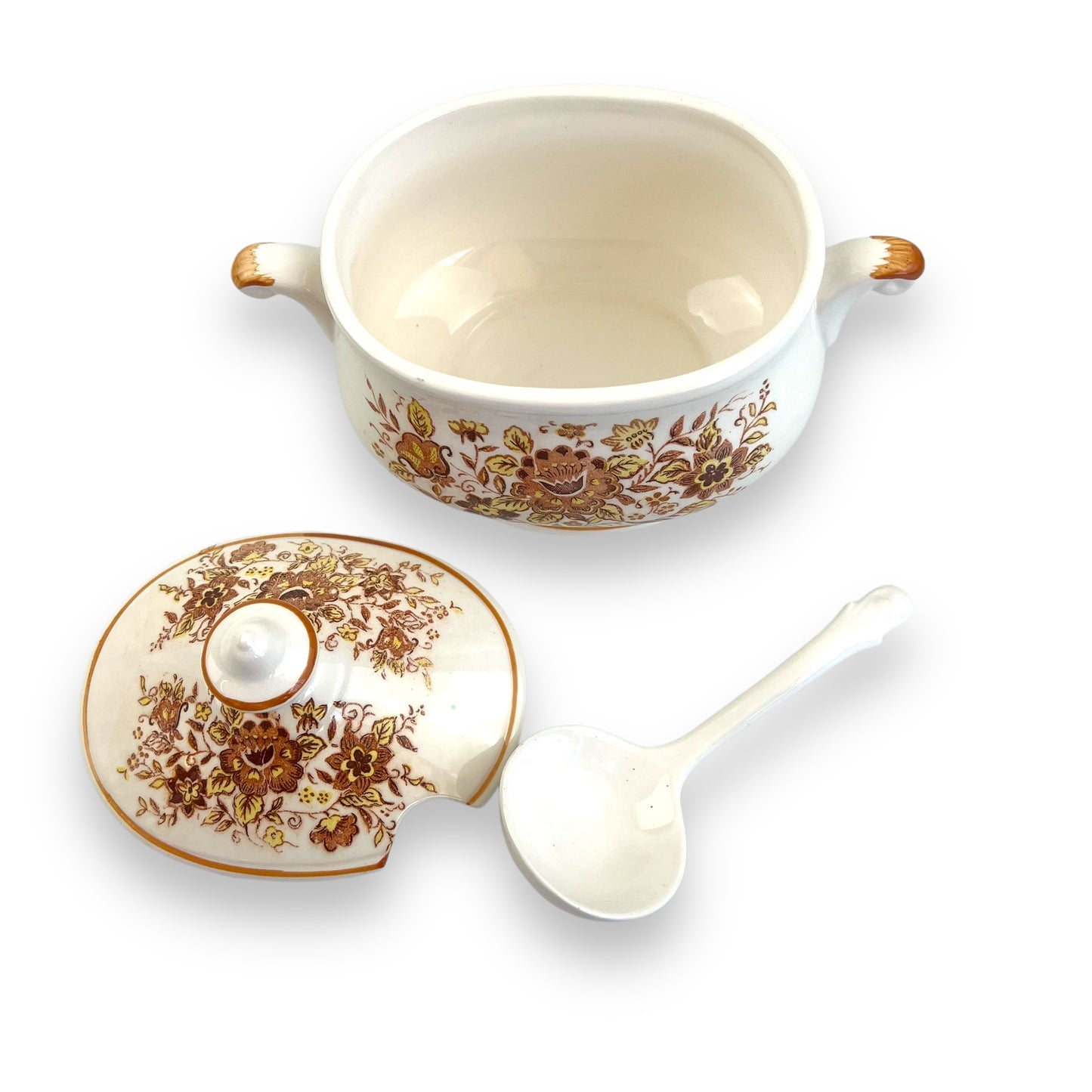 Floral Oval Soup Tureen with Lid and Spoon