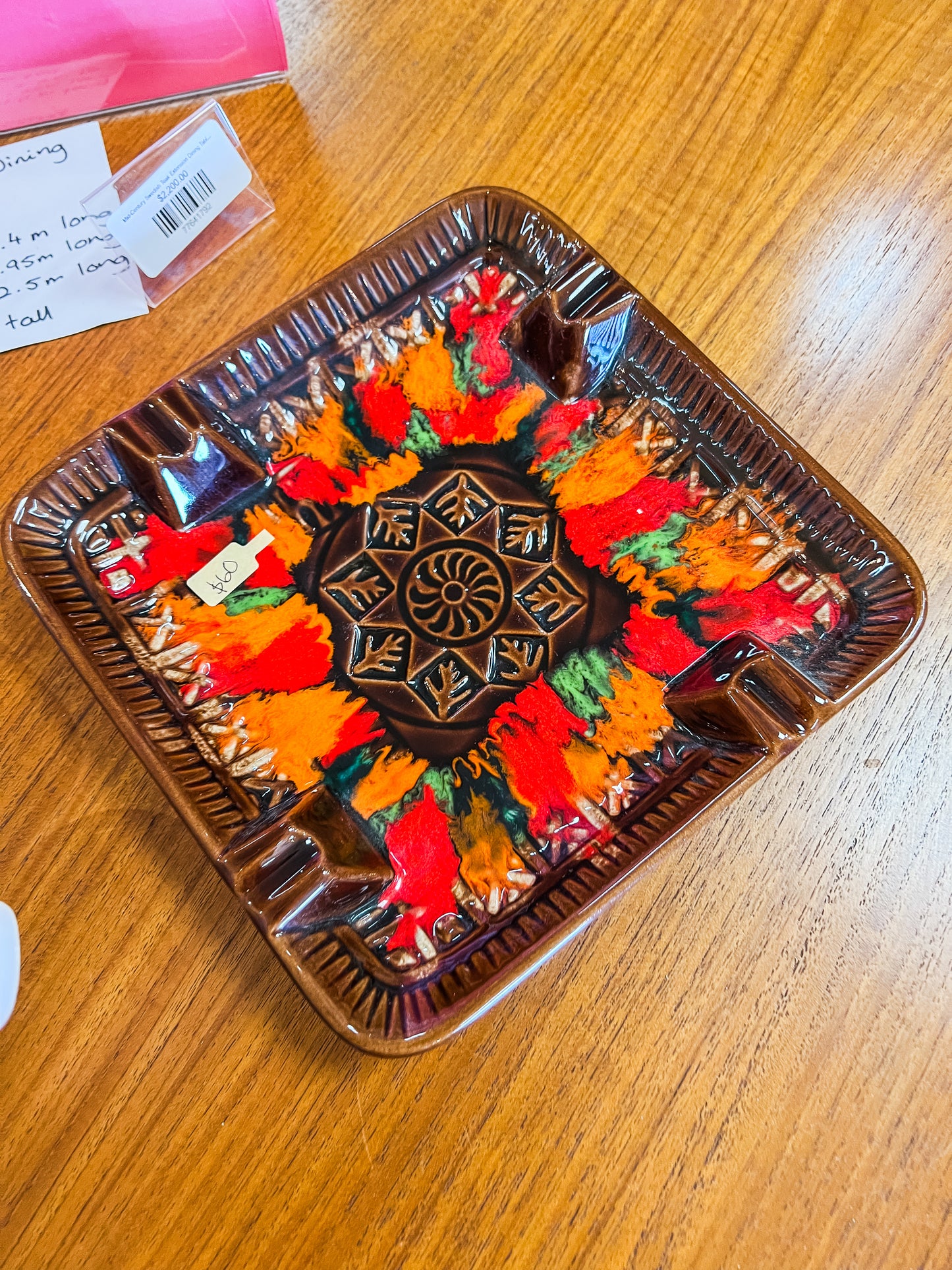 Ceramic Ashtray – Brown with Fire-Glaze Centre