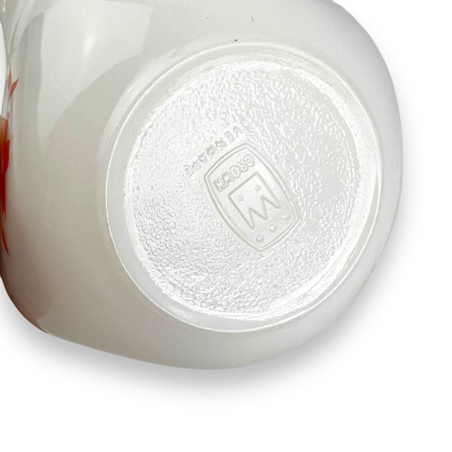 Crown Pyrex Cape Tulip Milk Glass Ramekin Set - Orange and Red Floral Design (Set of 4)